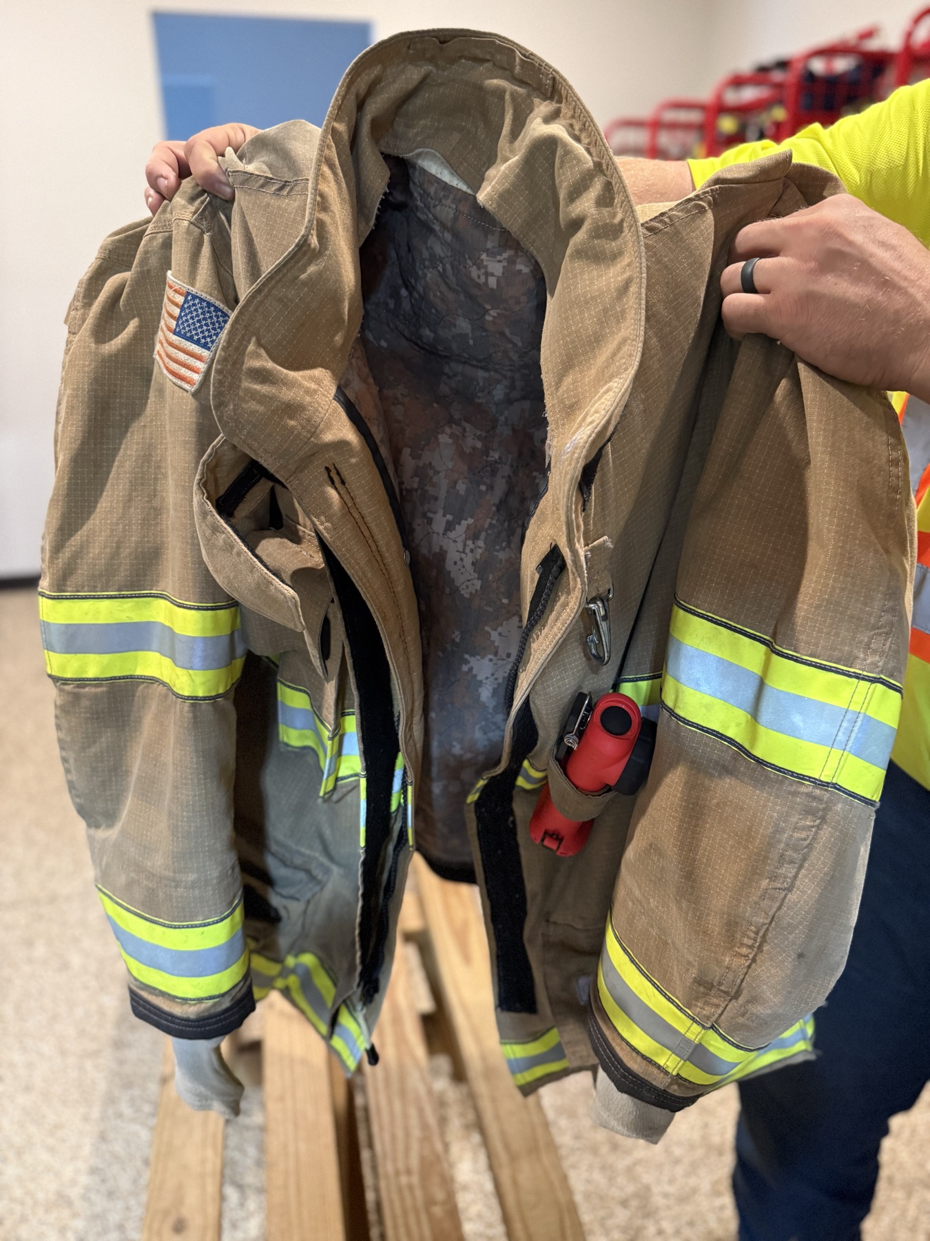 Turnout coat with its liner removed.