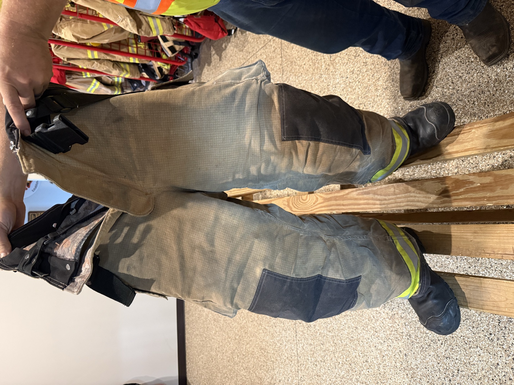 Pants and boots ready for a call.