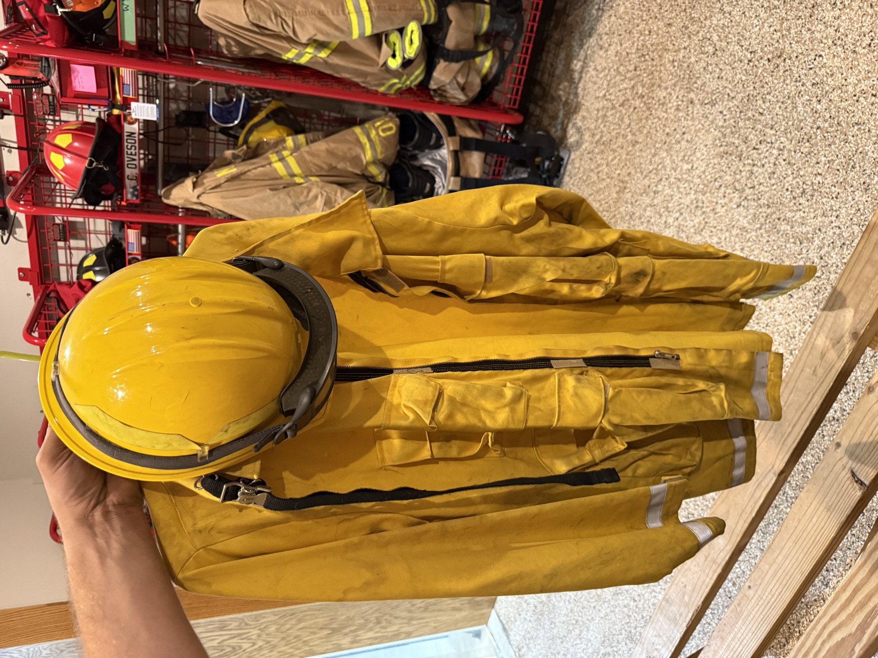 Yellow grass-fire gear.