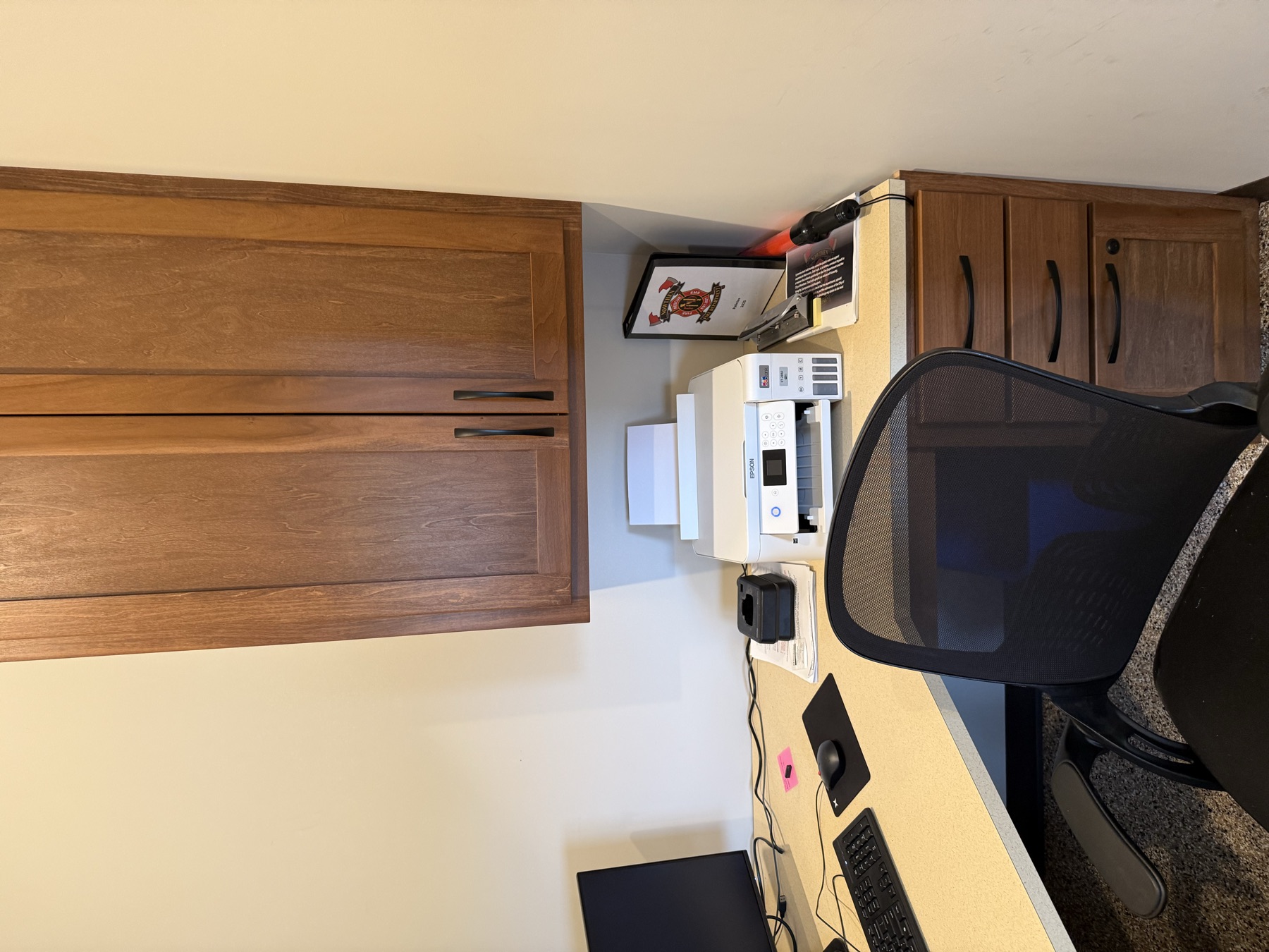 Desk and cabinets built and donated by Troy Bednarz.