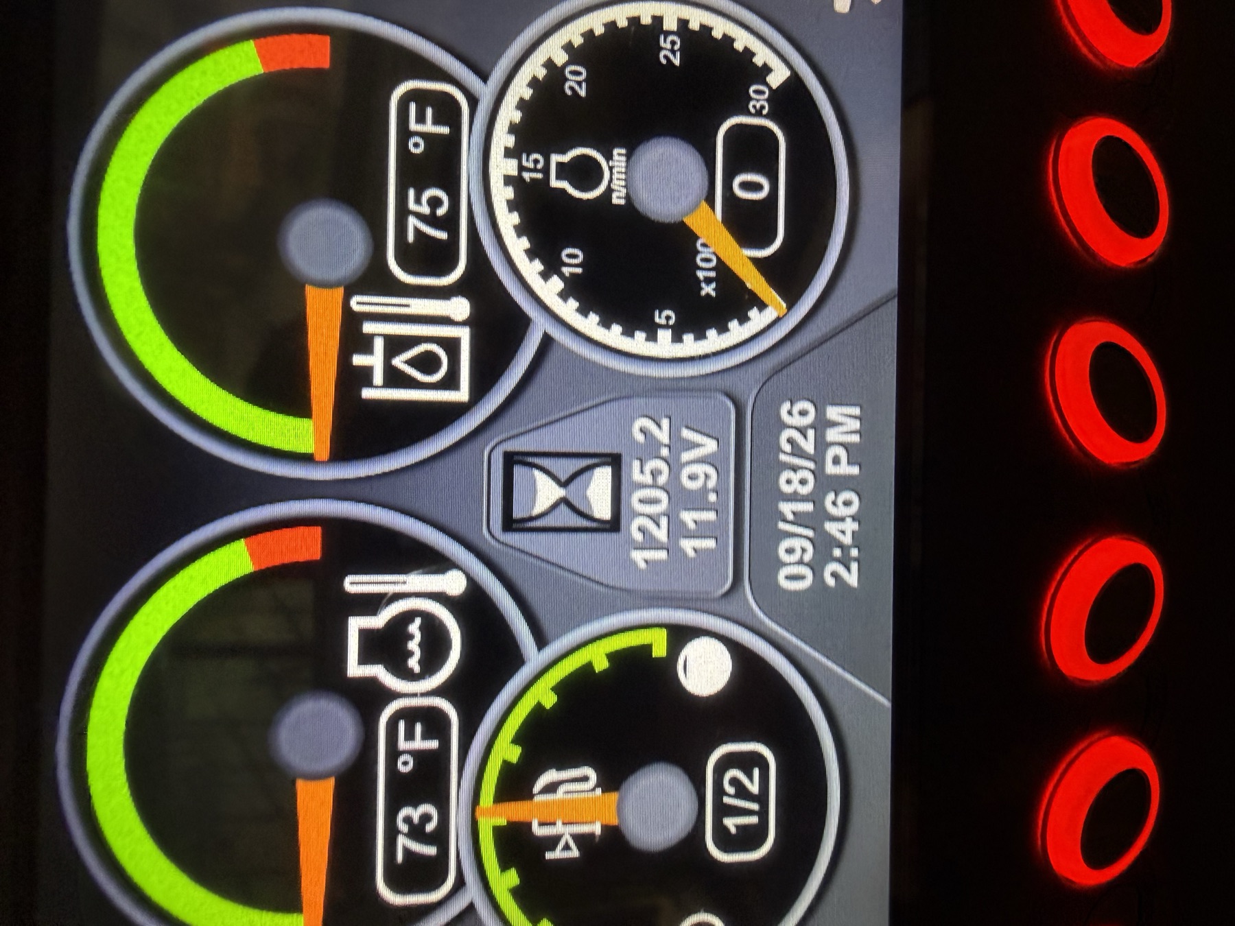 Display, September 18, 2026: 1,205.2 hours, the unit’s first verified reading. (A June photo filed against this machine turned out to be the 544K wheel loader’s display.)